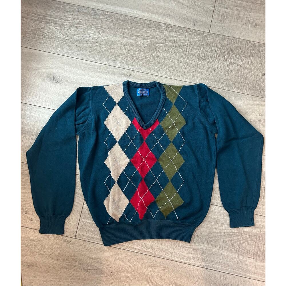 Vintage Pendleton Country Traditionals Argyle Cotton Sweater Men’s L Made in USA